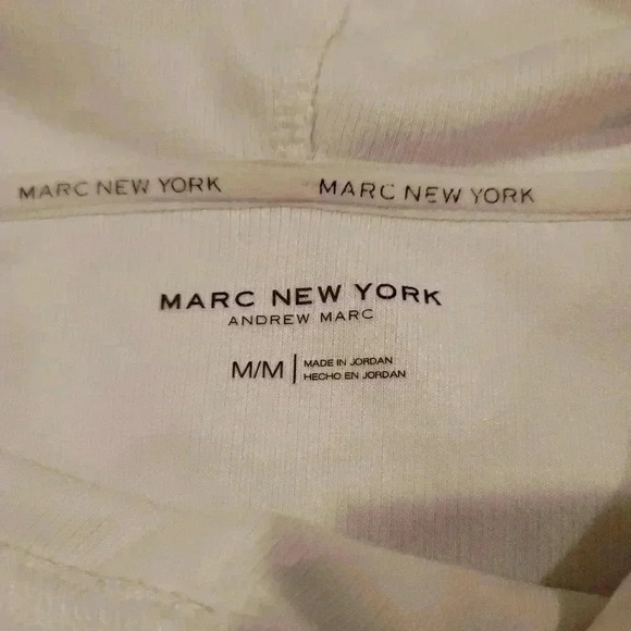 Andrew Marc New York Hoodie Unisex Medium  Ivory Ribbed Pullover Long Sleeve. - Picture 5 of 7